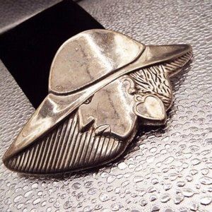 COTE D AZURE MASSIVE STERLING STYLISH WOMAN WITH HUGE HAT PIN PENDANT 57